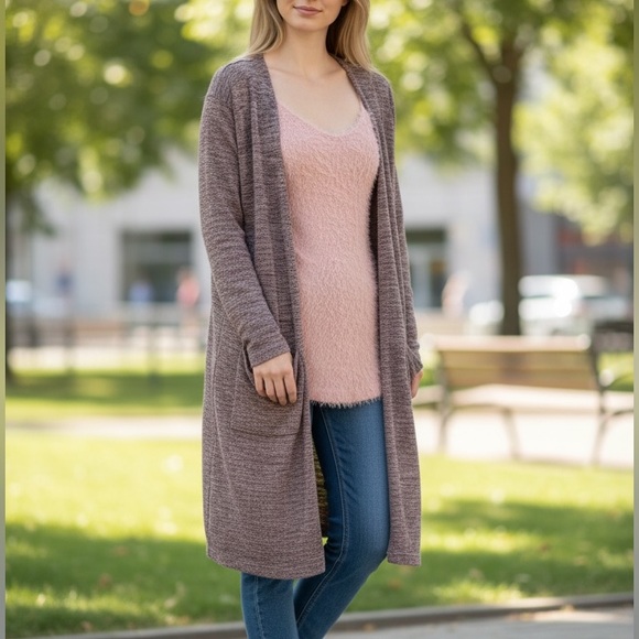 3X•PURPLE BLENDED SUPERSOFT LONGLINE CARDIGAN• - Picture 3 of 15